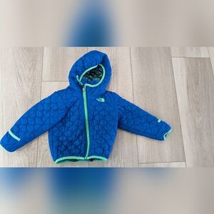 The North Face Kids Quilted Blue Puffer with Green Trim